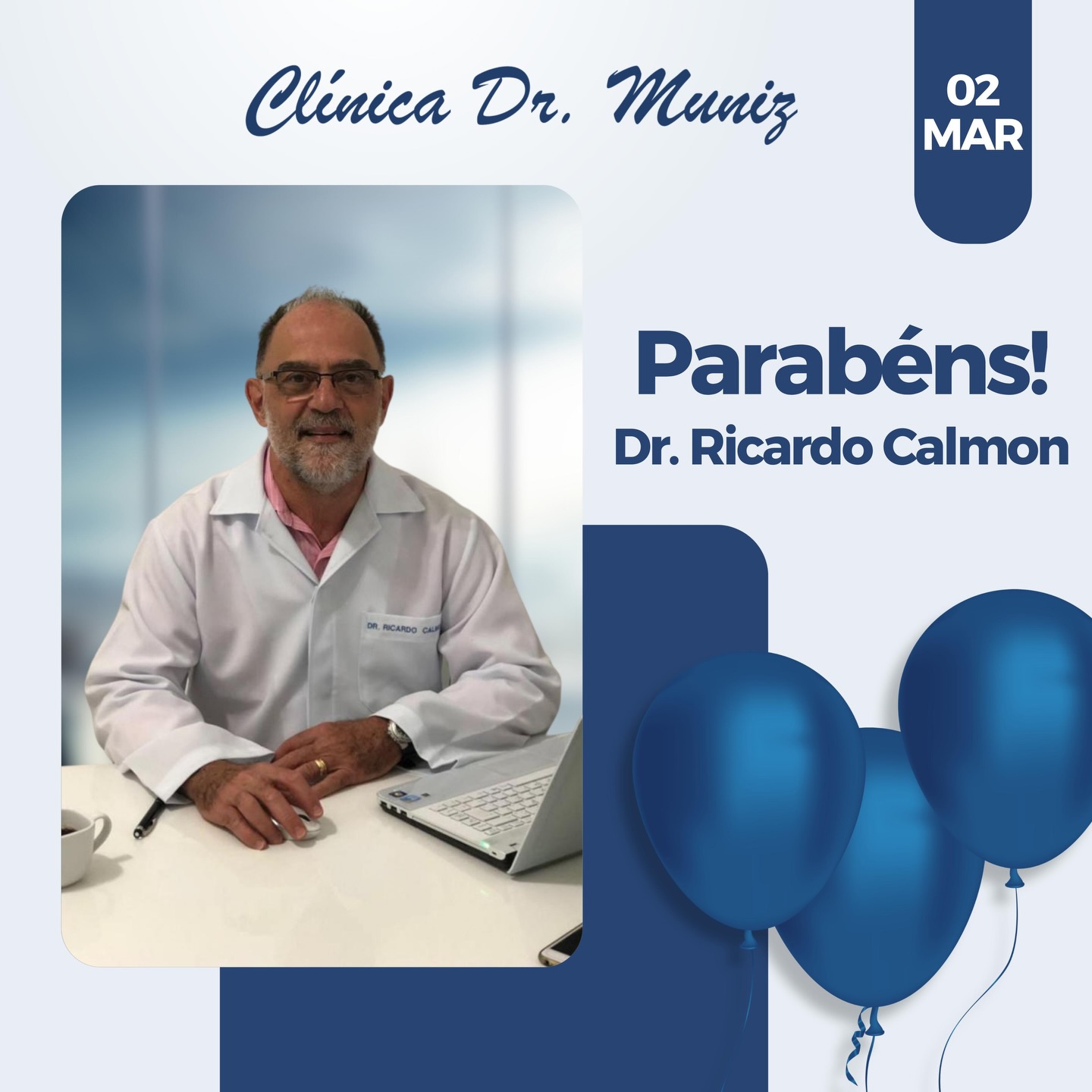 Hoje é dia de comemorar a vida de quem faz a diferença todos os dias com dedicação, ética e cuidado.
Desejamos um novo ano repleto de saúde, sucesso e boas energias.Feliz aniversário, Dr. Ricardo ! 🎉Com carinho,
Equipe Clínica Dr. Muniz 💙