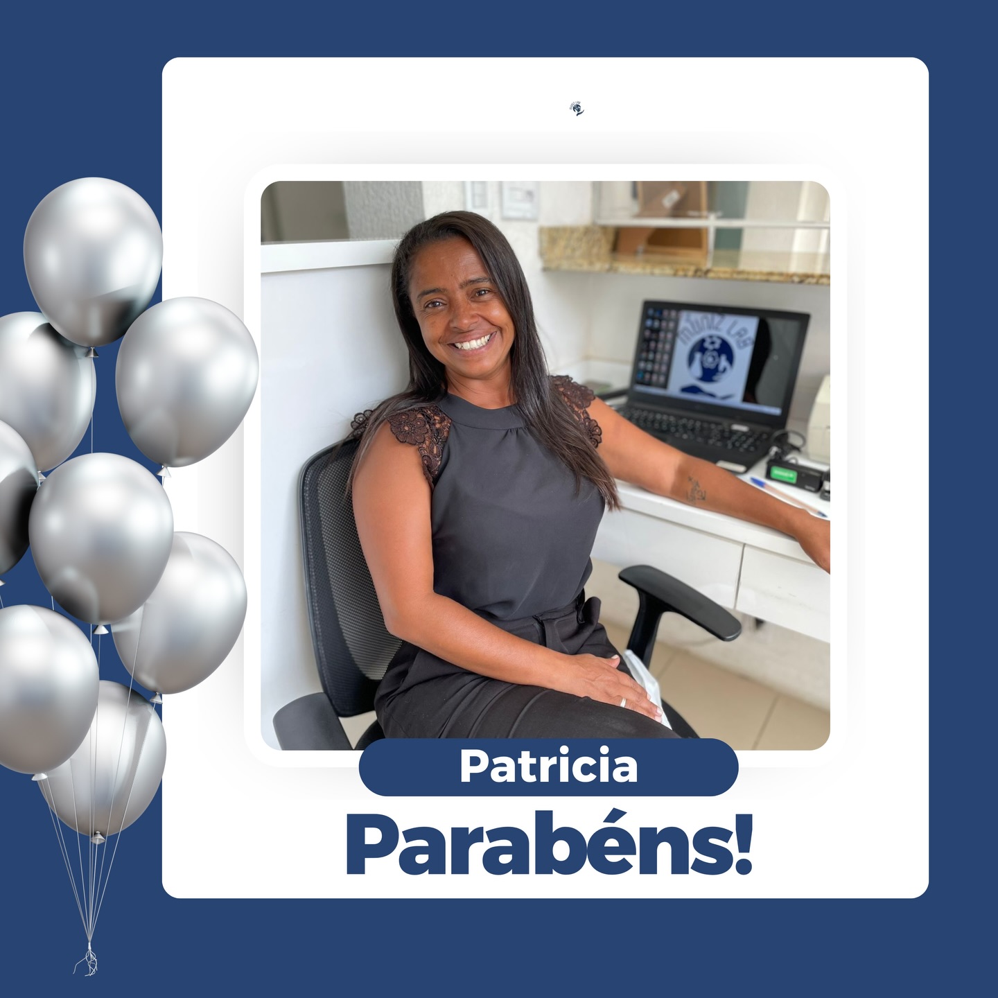 Hoje nossa homenagem em especial vai para nossa colaboradora @patricia__costa10 !🥰 Desejamos muita saúde, amor e sucesso, hoje e sempre! Obrigada por seu trabalho e dedicação com a Clínica Dr. Muniz e com o Munizlab 🥳🎉💙
