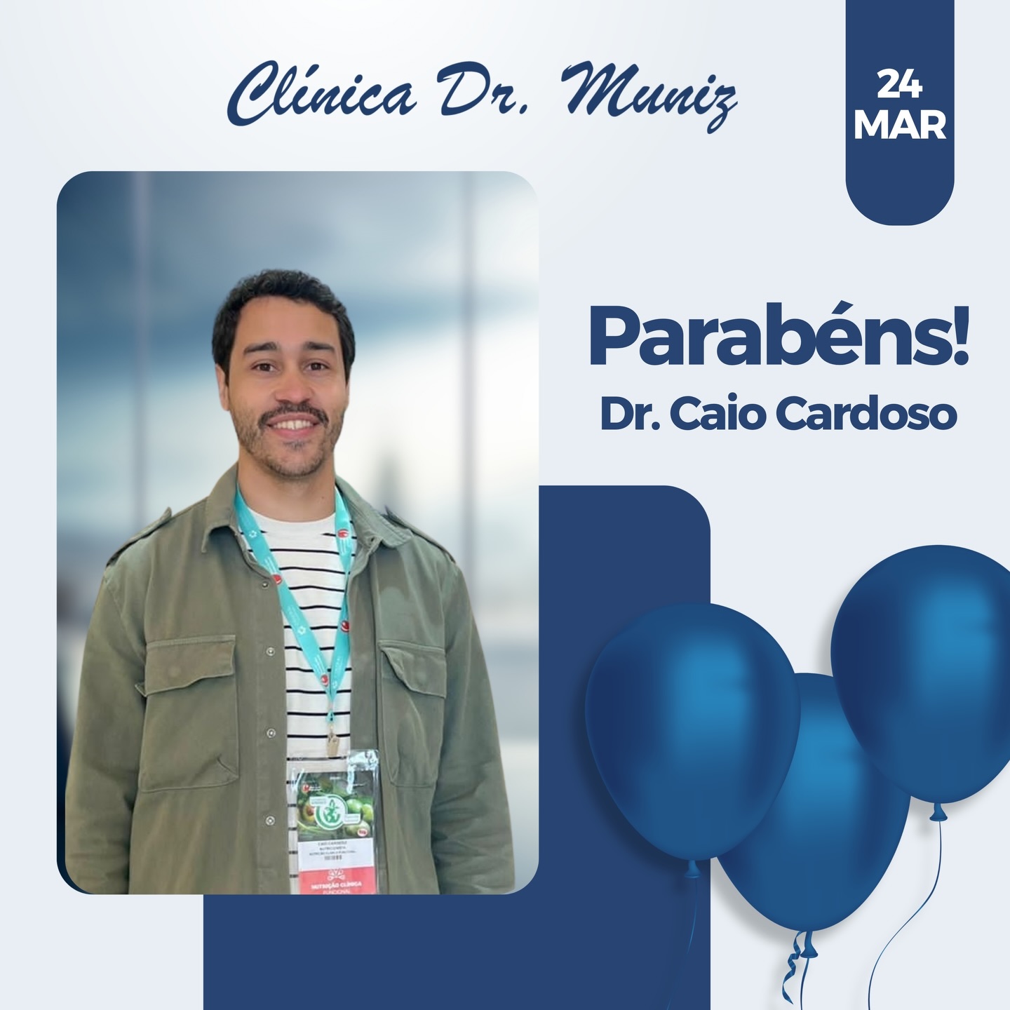 Hoje é dia de comemorar a vida de quem faz a diferença todos os dias com dedicação, ética e cuidado.
Desejamos um novo ano repleto de saúde, sucesso e boas energias.Feliz aniversário, Dr. Caio! 🎉Com carinho,
Equipe Clínica Dr. Muniz 💙